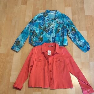 Cato Women's Coral and Teal Button Down Jackets